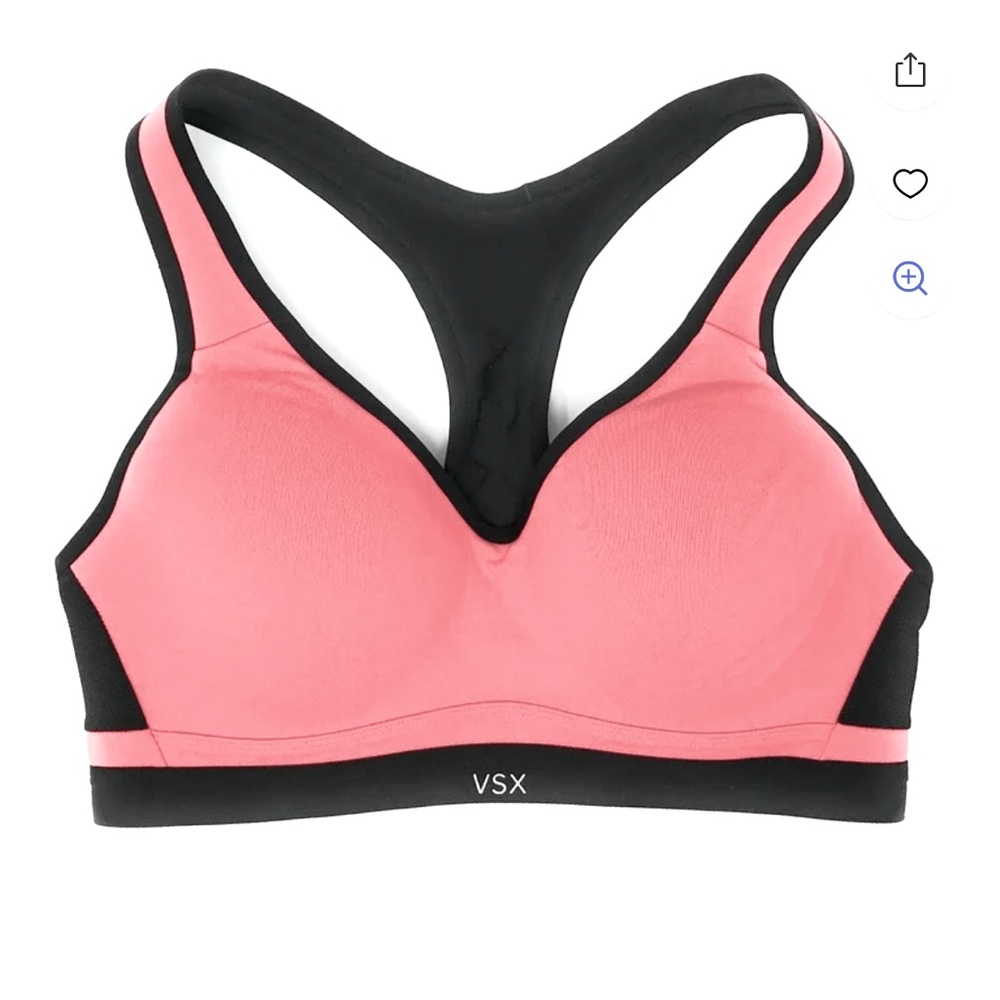 VICTORIA'S SECRET INCREDIBLE CORAL BLACK VSX SPORT BRA SIZE 32D